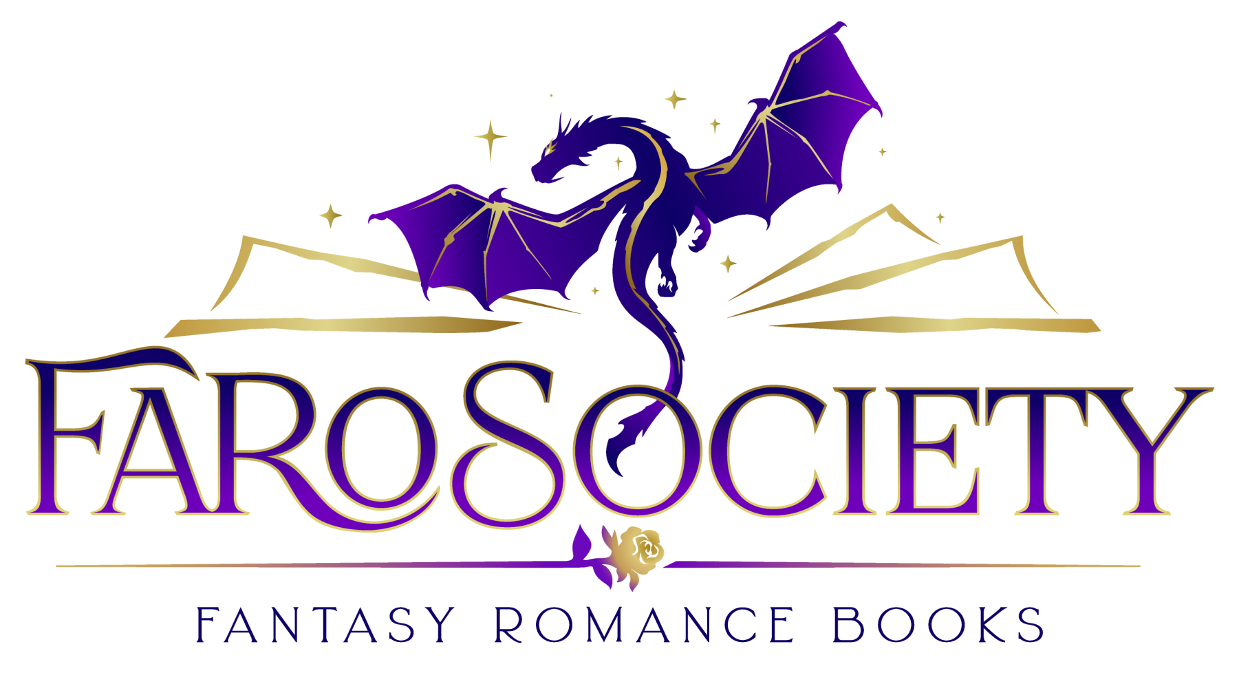 FaRo Society: Fantasy Romance Books logo with a dragon flying out of an open book